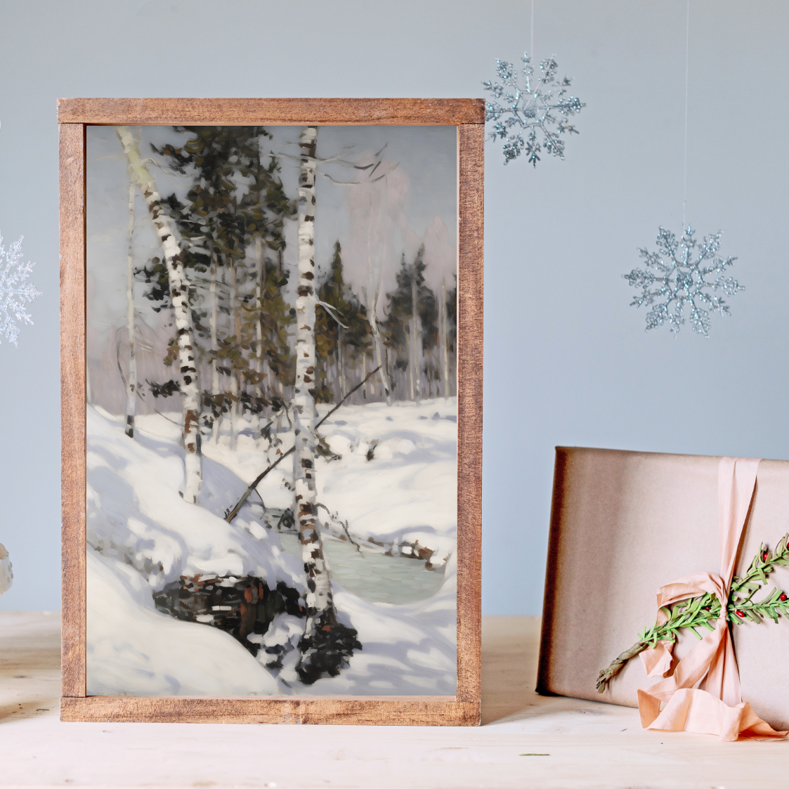 Snow Kissed Birch Trees Canvas Printed Sign