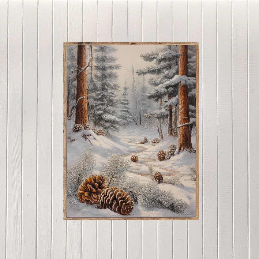 Snowy Forest Floor Canvas Printed Sign