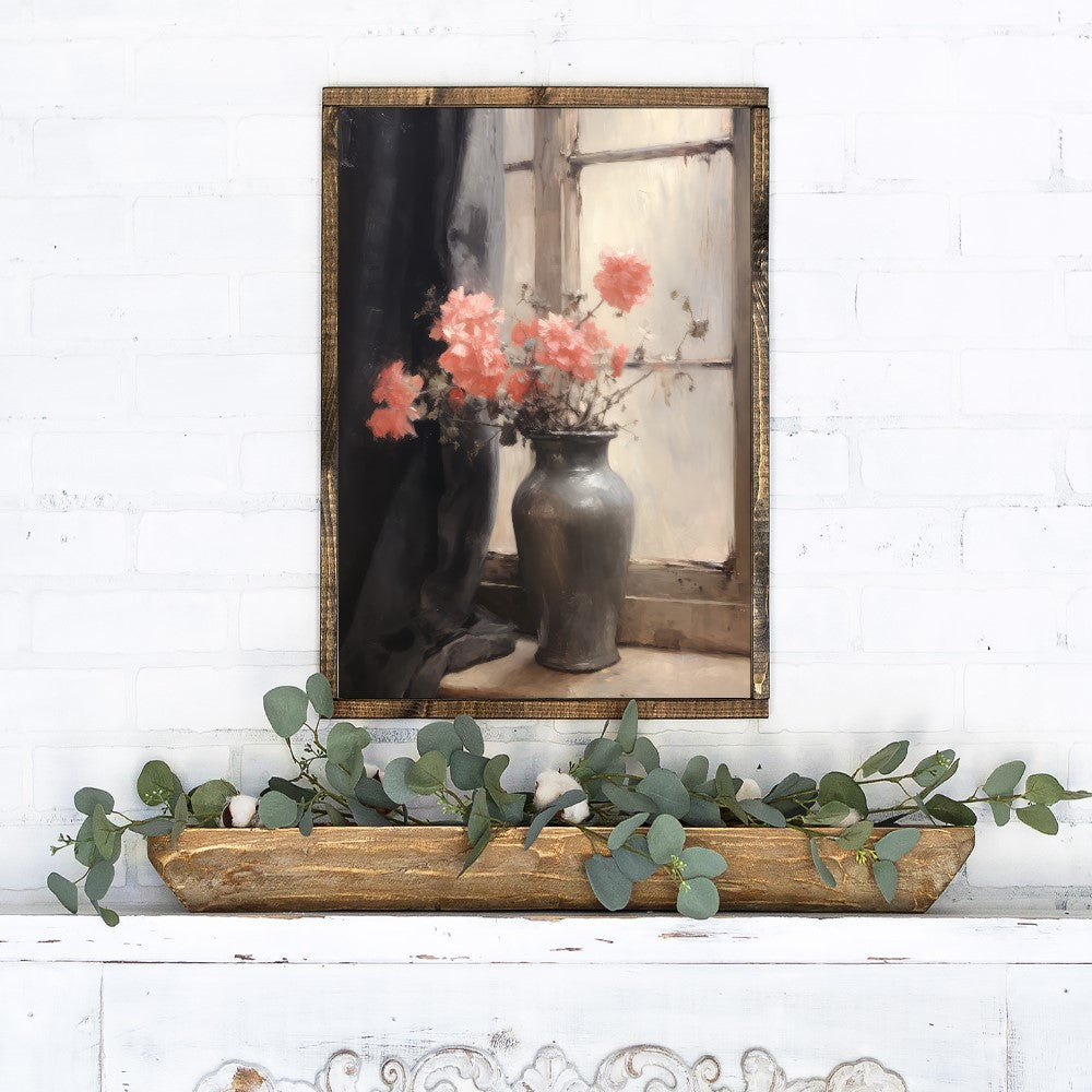 Soft Pink Carnations Canvas Printed Sign