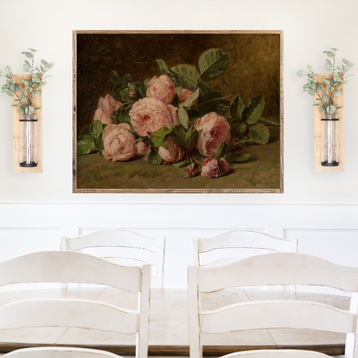 Soft Pink Roses Canvas Printed Sign