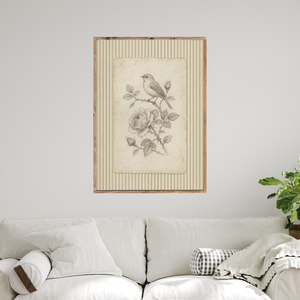 Songbird and Rose Canvas Printed Sign