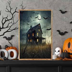 Spooky Abandoned House Canvas Printed Sign