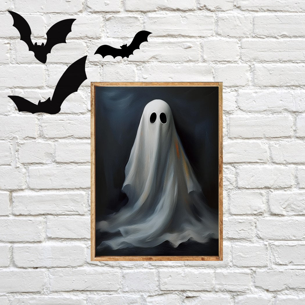 Spooky Ghost Canvas Printed Sign