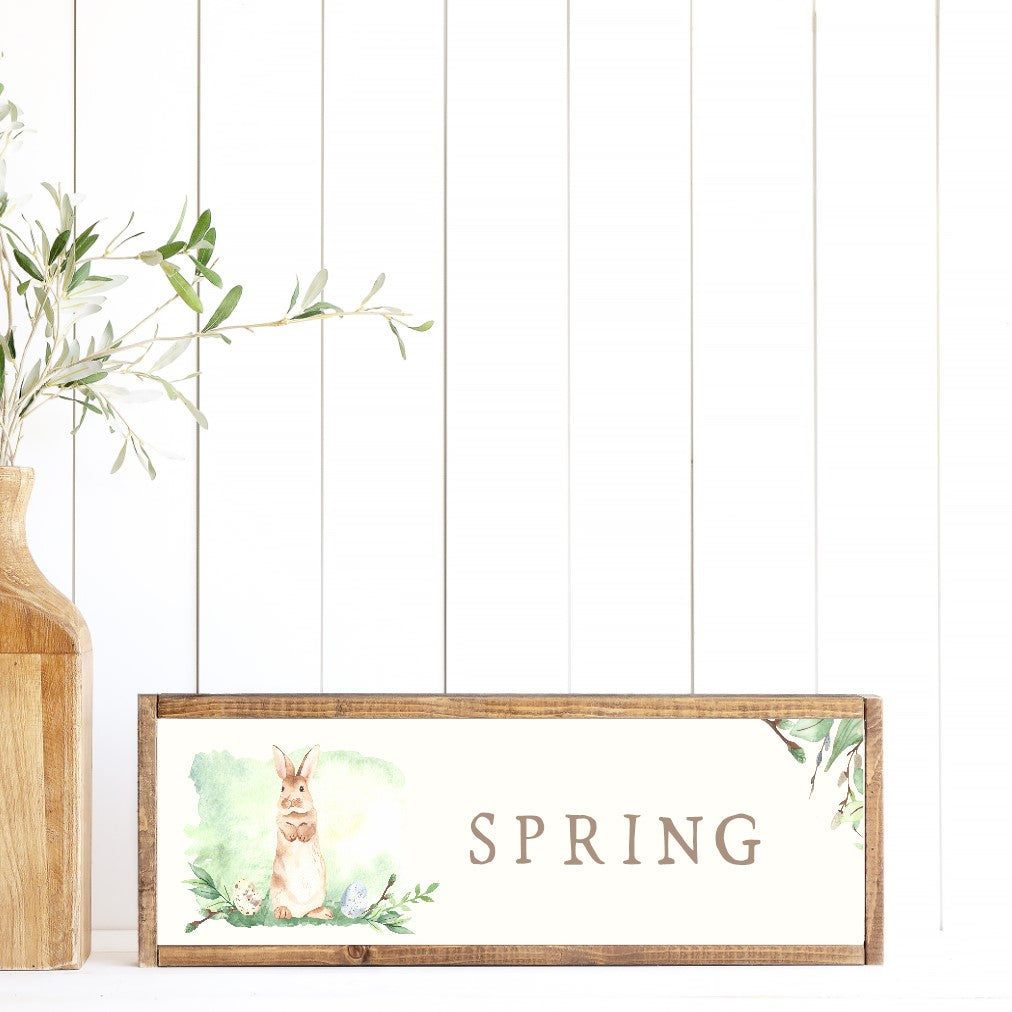 Spring Bunny Canvas Printed Sign