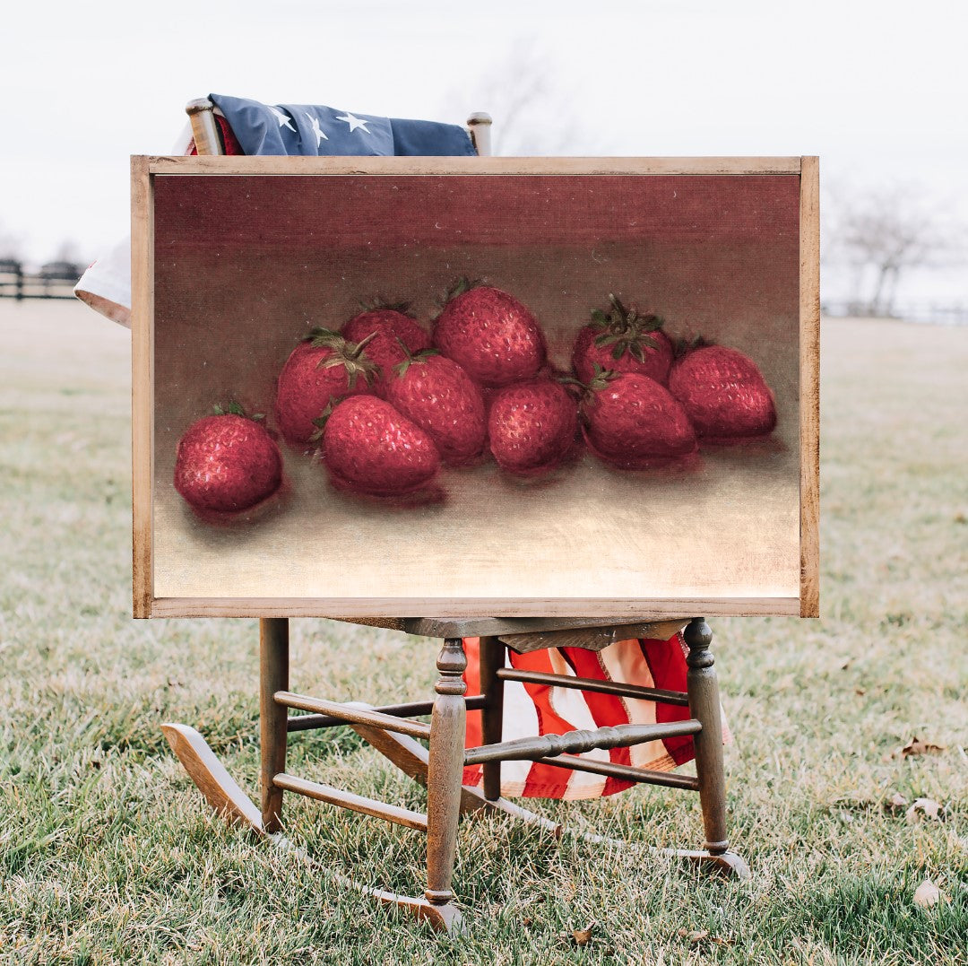 Strawberries Canvas Printed Sign