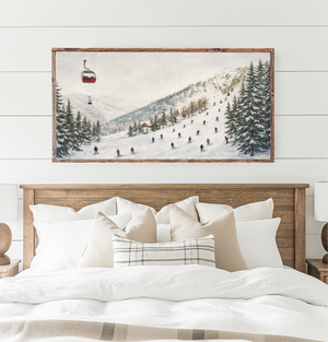 Skiers on the Slope Canvas Printed Sign