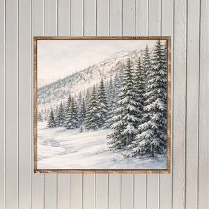 Snowy Alpine Forrest Canvas Printed Sign