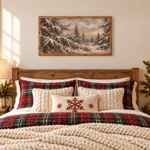Snowy Cardinal Forest Canvas Printed Sign