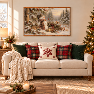 Snowy Woodland Christmas Gathering Canvas Printed Sign