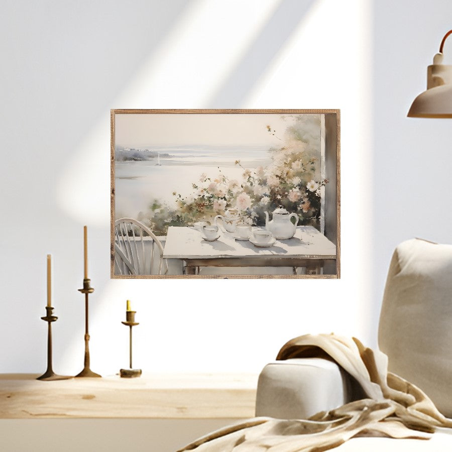 Tea Time With A View Canvas Printed Sign