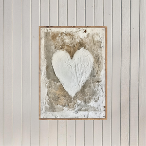 Textured White Heart Canvas Printed Sign