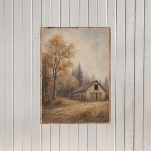 The Barn During Harvest Canvas Printed Sign