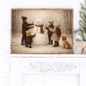 The Day We Built A Snowman Canvas Printed Sign