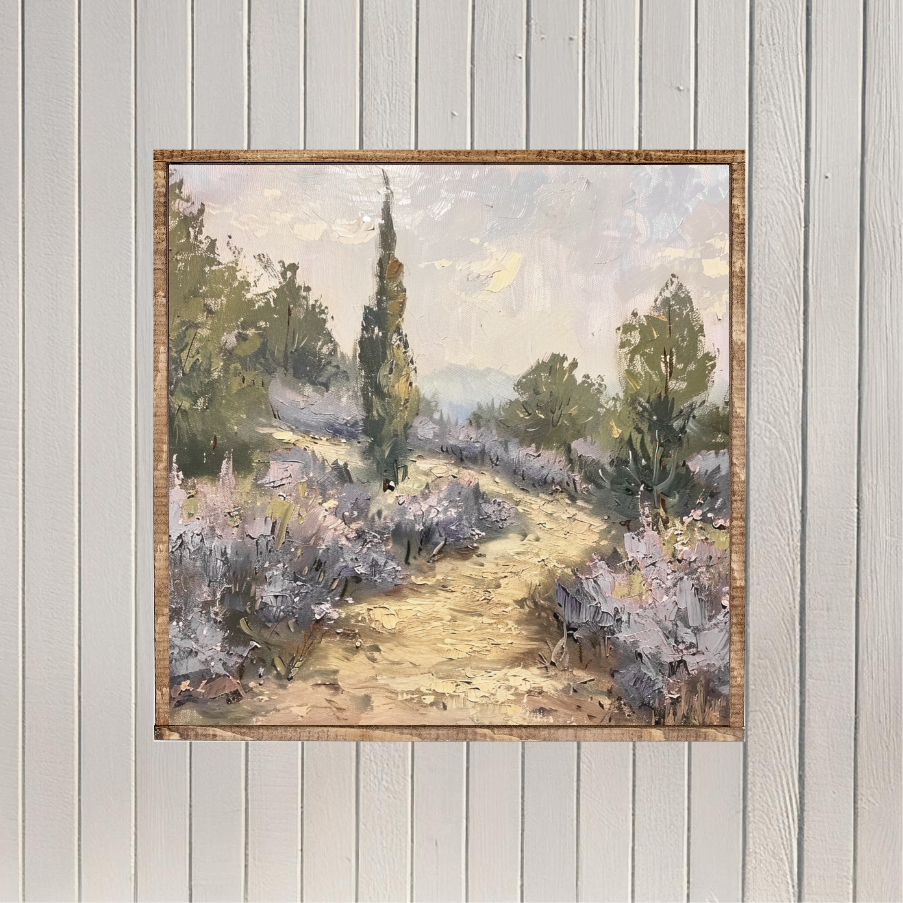 Through The Lavender Fields Canvas Printed Sign