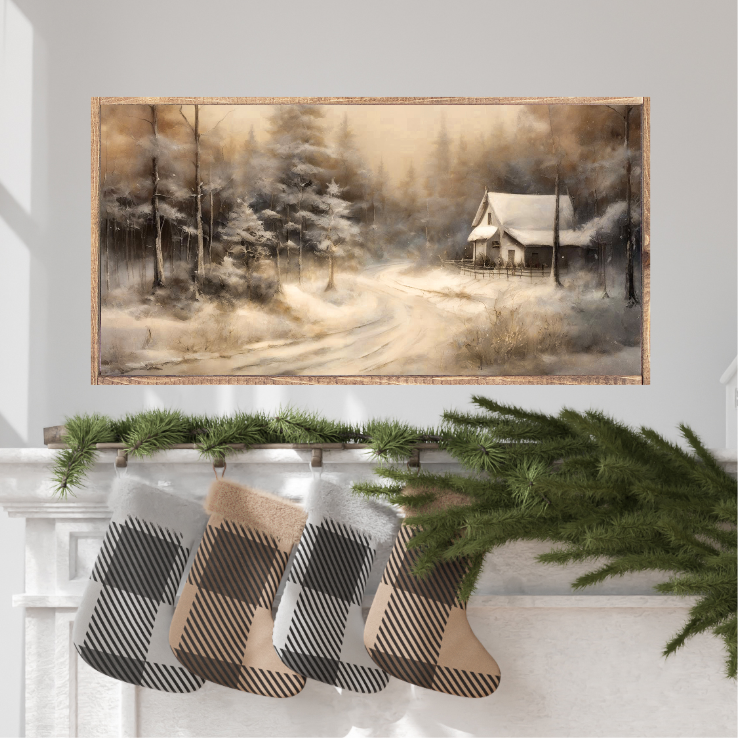 Tranquil Winter Scene Canvas Printed Sign