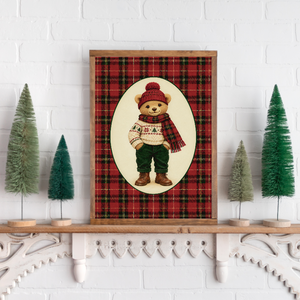 Tartan Teddy Canvas Printed Sign