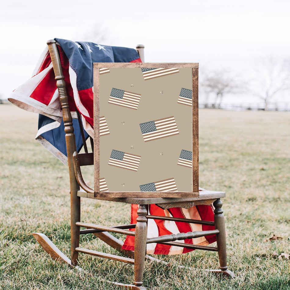 US Flag Layering Canvas Printed Sign