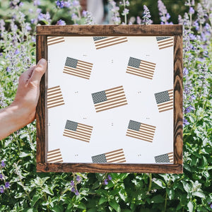 US Flag Layering Canvas Printed Sign