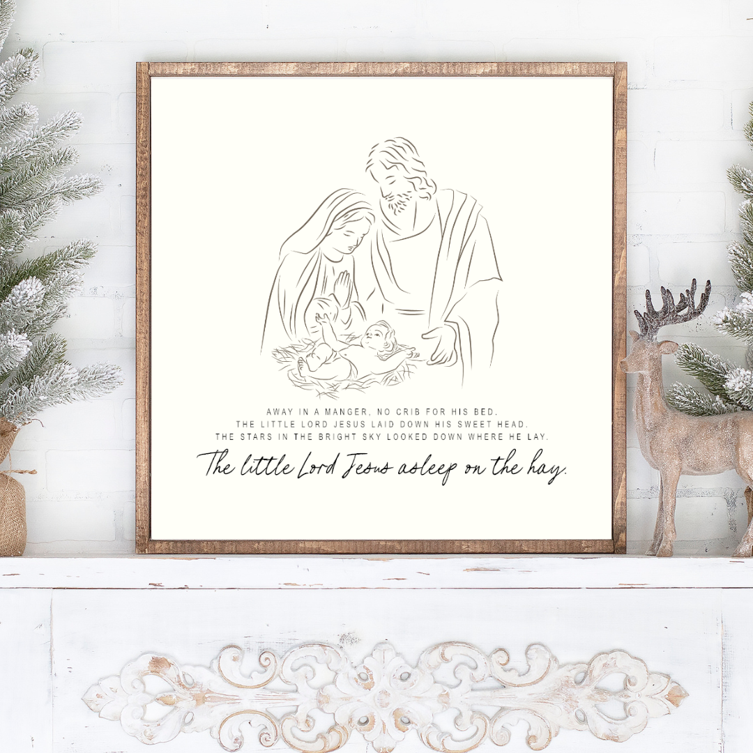Away In A Manger Canvas Printed Sign