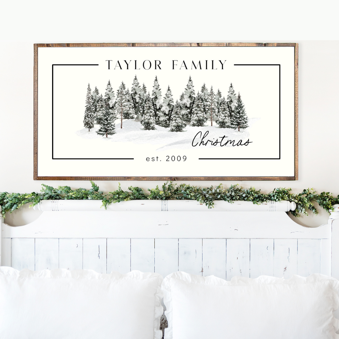 Family Christmas Established Canvas Printed Sign
