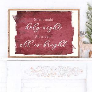 Silent Night Holy Night All Is Calm All Is Bright Canvas Printed Sign