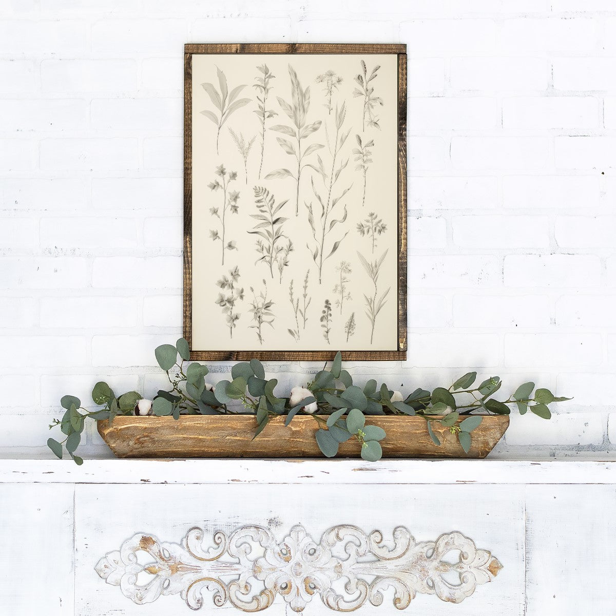 Vintage Botanical Print Canvas Printed Sign
