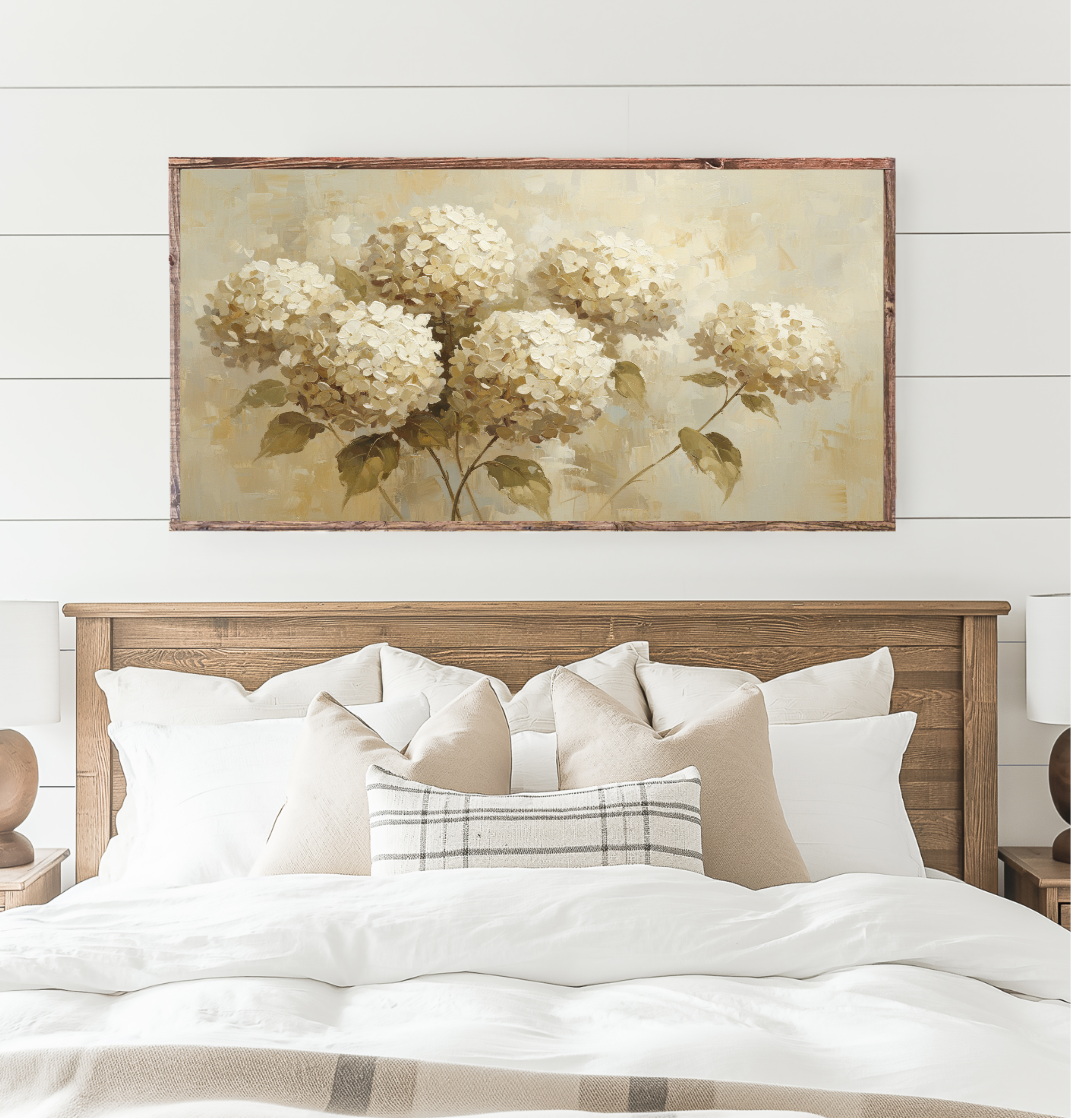 Vintage Hydrangeas Canvas Printed Sign