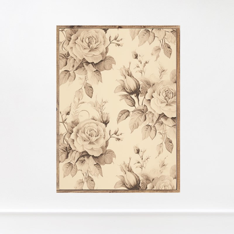 Vintage Rose Wallpaper Canvas Printed Sign