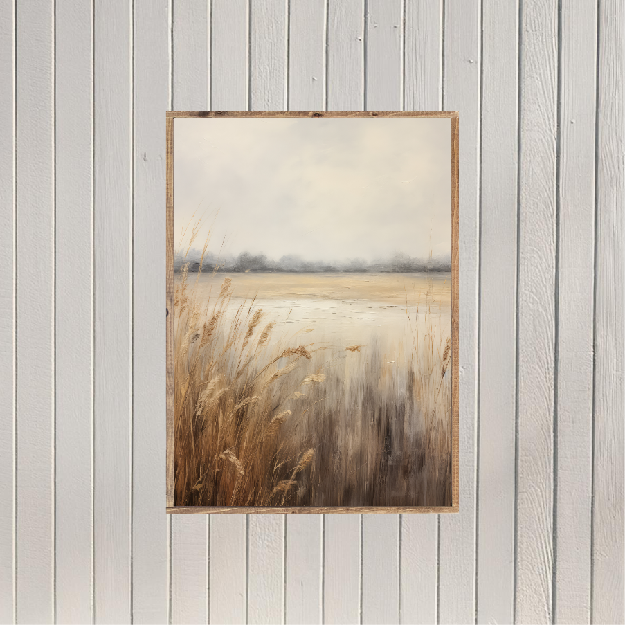 Vintage Wheat Landscape Landscape Canvas Printed Sign