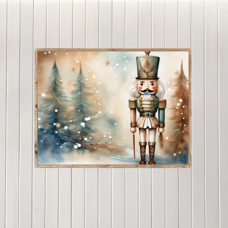 Whimsical Watercolor Nutcracker Canvas Printed Sign