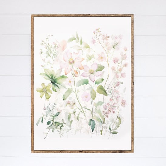 Whimsical Watercolor Wildflowers Canvas Printed Sign