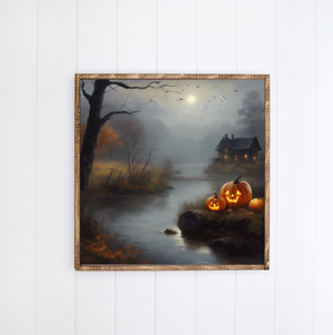 Whispers of the Jack O Lantern Stream Canvas Printed Sign