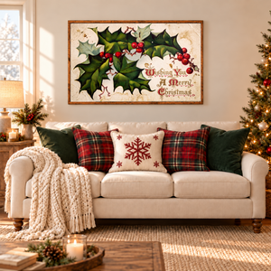 Wishing You a Merry Christmas Canvas Printed Sign