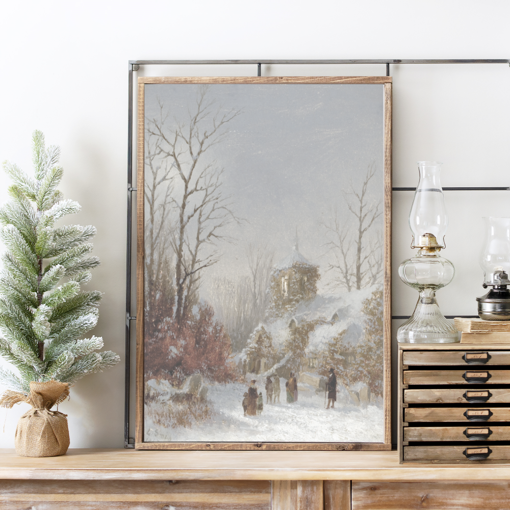 A Christmas Church Service Canvas Printed Sign