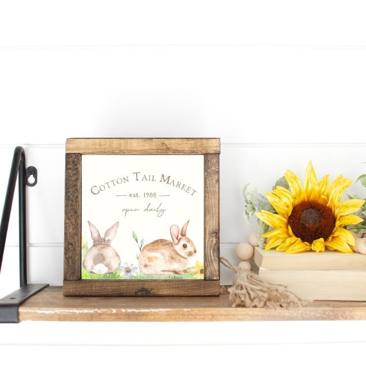 Cotton Tail Market Canvas Printed Sign