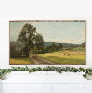 Country Gravel Road Landscape Canvas Printed Sign