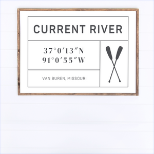 Current River GPS Canvas Printed Sign