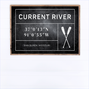 Current River GPS Canvas Printed Sign