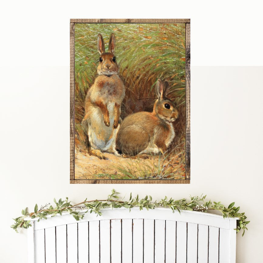 Easter Bunnies Canvas Printed Sign