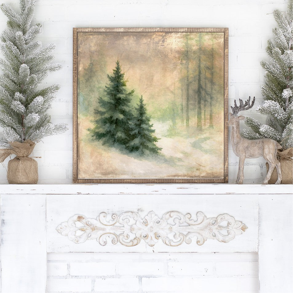 Evergreen Silence Canvas Printed Sign