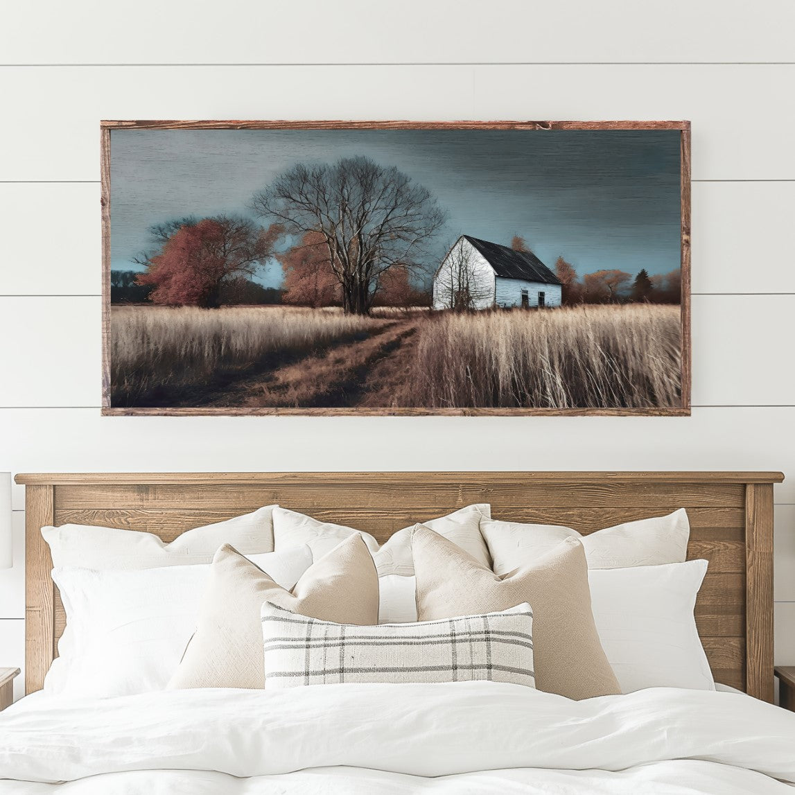 Fall Barn At Dusk Canvas Printed Sign