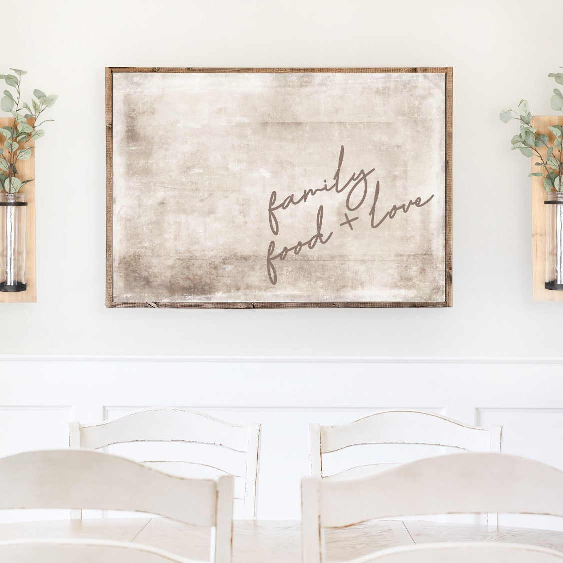 Family Food And Love Canvas Printed Sign