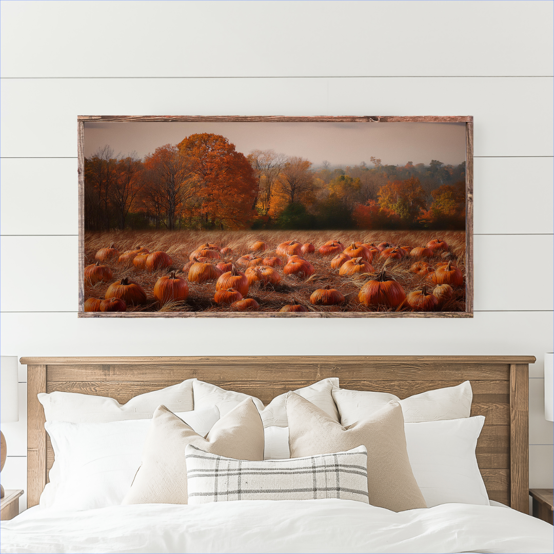 Field of Pumpkins Canvas Printed Sign