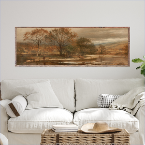 Fishing in Autumn Landscape Canvas Printed Sign
