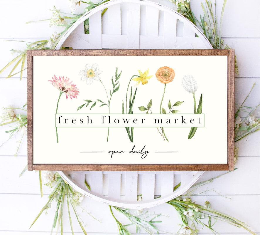 Fresh Flower Market Wood Sign
