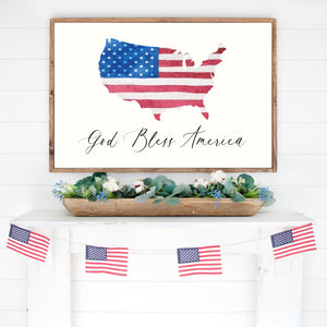 God Bless America Canvas Printed Sign