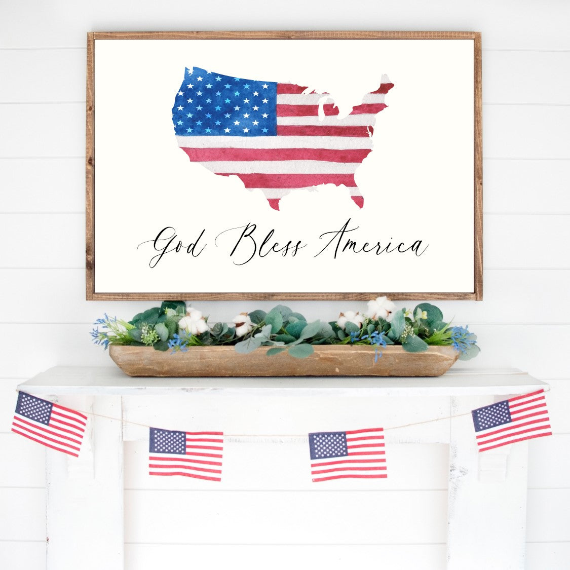 God Bless America Canvas Printed Sign