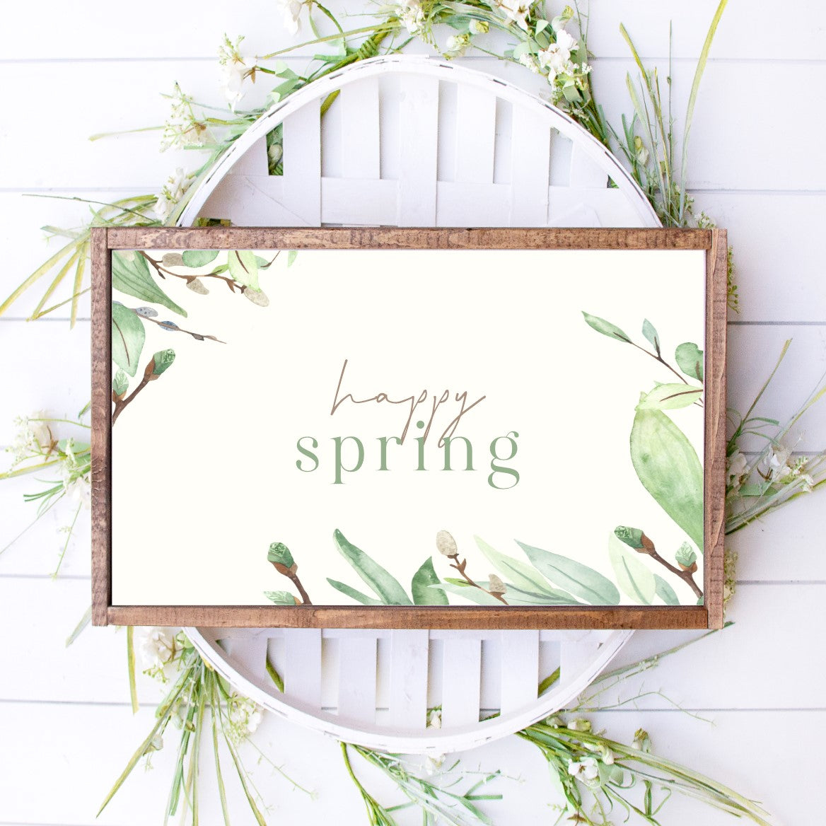 Happy Spring Wooden Sign