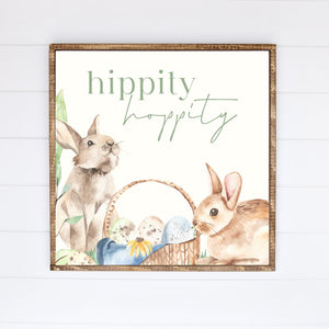 Hippity Hoppity Bunny Wood Sign