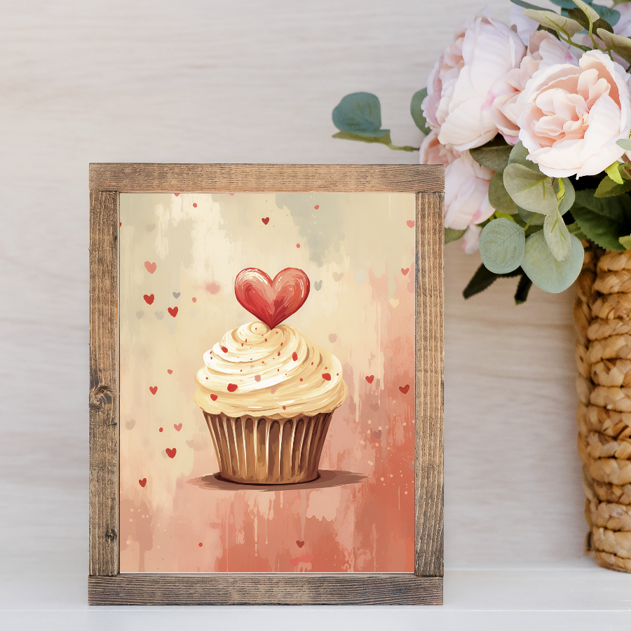 Love Cupcake Canvas Printed Sign